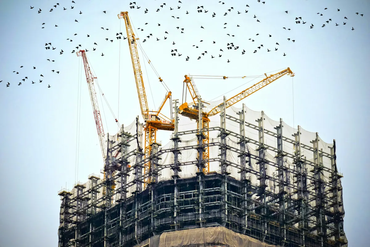 Abstract structural lines representing construction advertising campaign architecture